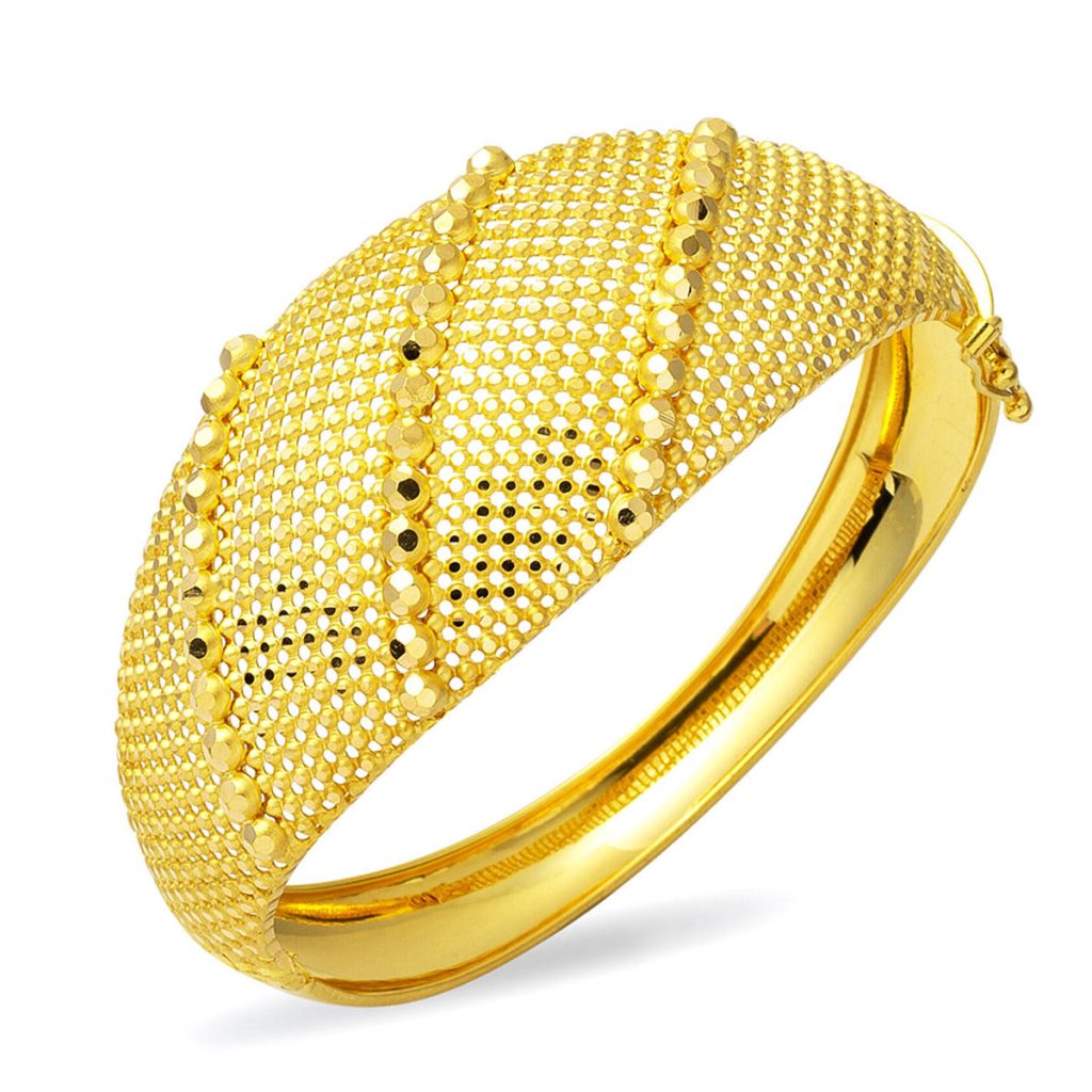 Beaded 22 Karat Gold Cuff Bangle