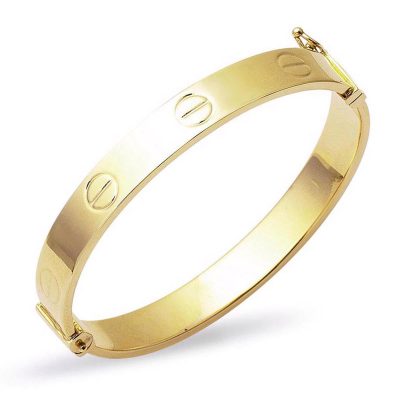 with Screws Plain Gold Cuff Genç Bileziği