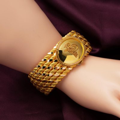 Tuğralı Burma Altın Kelepçe Bilezik - 14K - 28.91g - EZ Gold
