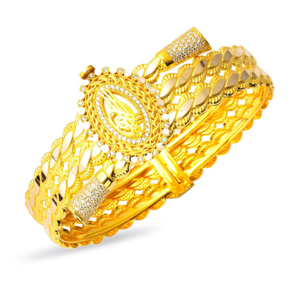 Tughra Pullu Cuff Gold Bangle