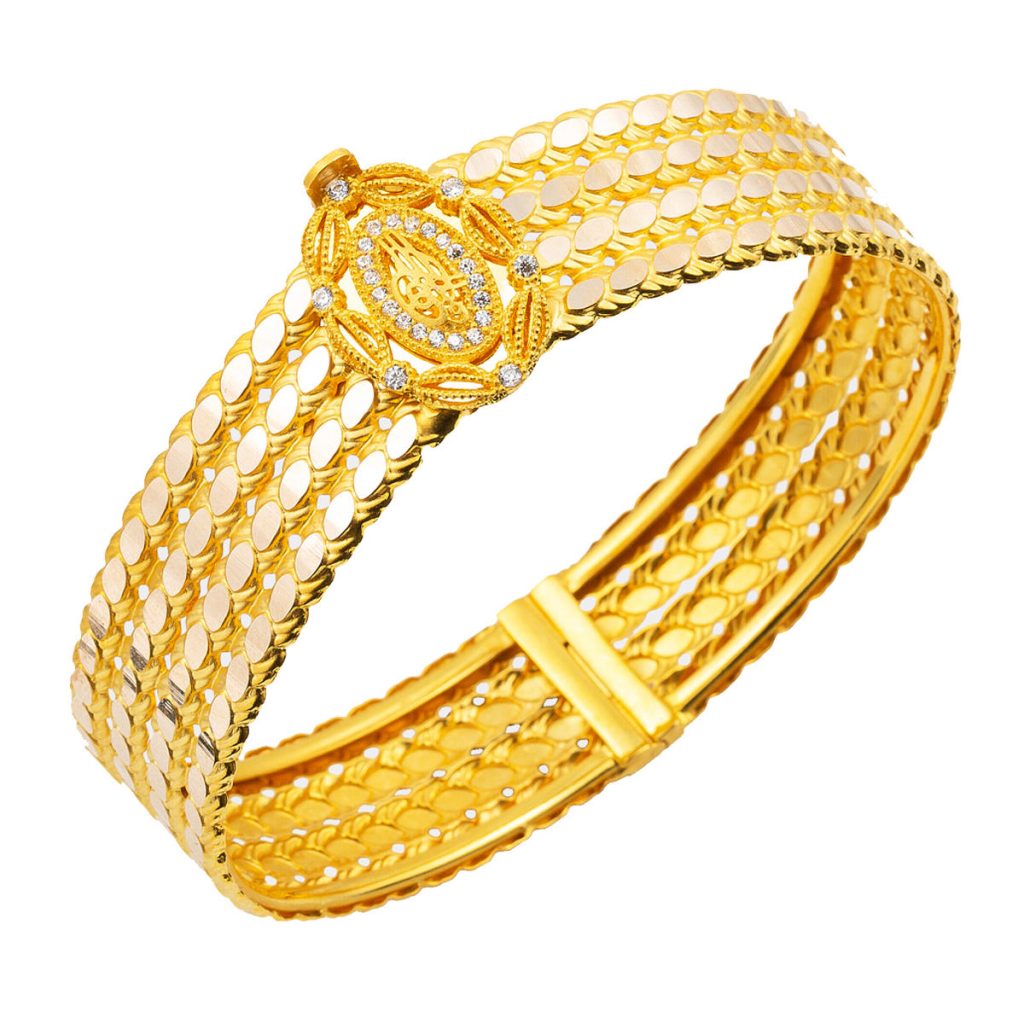 Tughra Twisted Cuff Gold Bangle