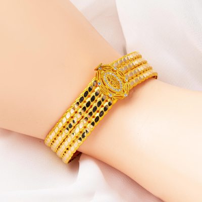 Tuğralı Burmalı Kelepçe Altın Bilezik - 14K - 14.45g - EZ Gold
