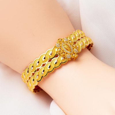 Tuğralı Saç Örgüsü Kelepçe Altın Bilezik - 14K - 14.7g - EZ Gold