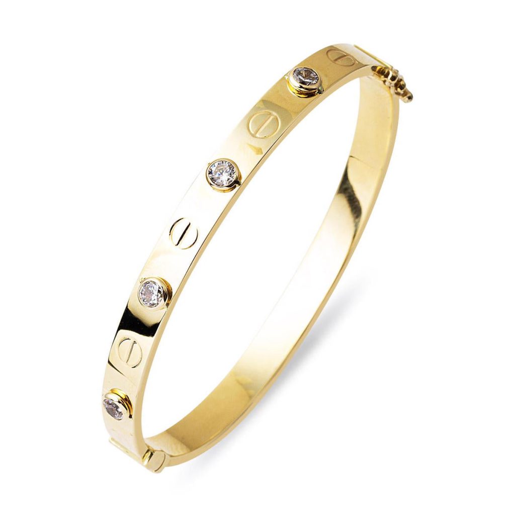 with Screws 14 Karat Gold Cuff Bangle
