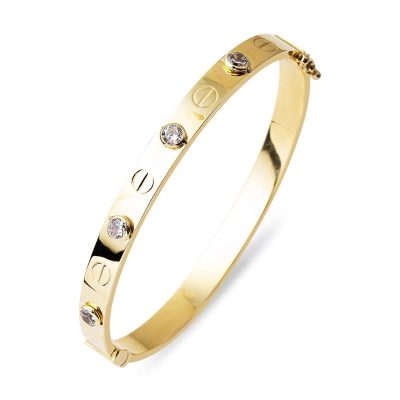 à Vis 14 Carats Or Manchette Bracelet