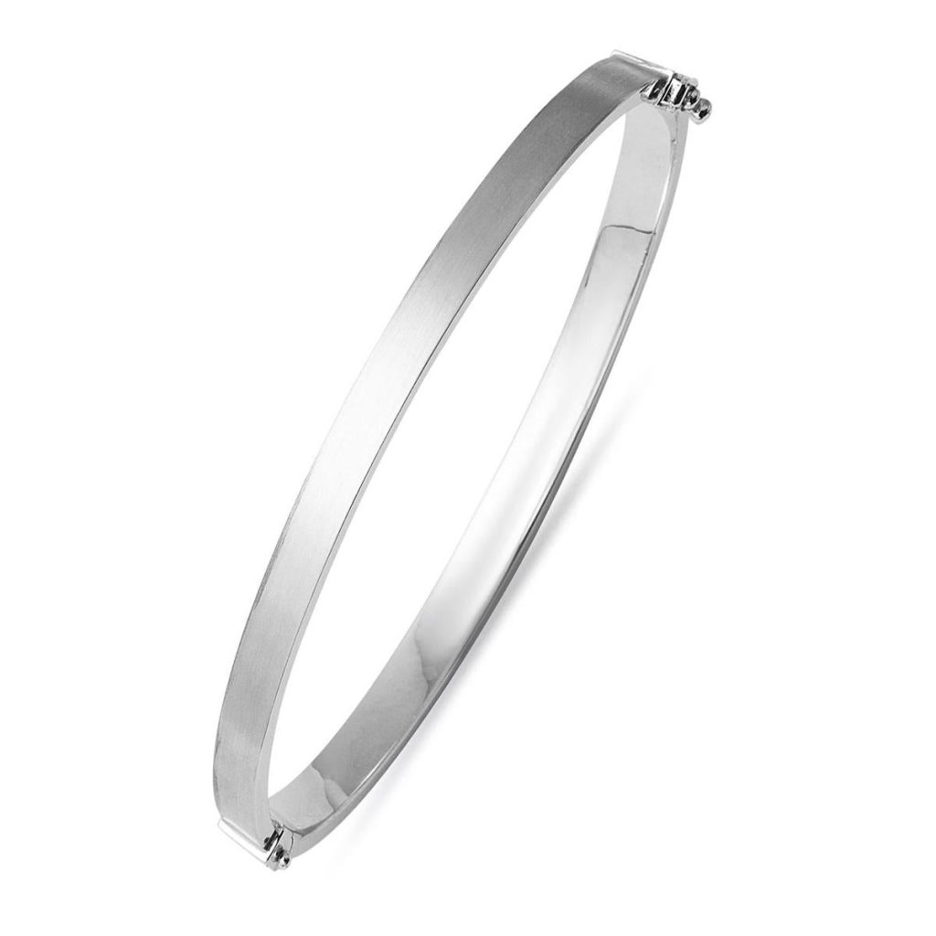 Desensiz Düz White Gold Cuff Bangle
