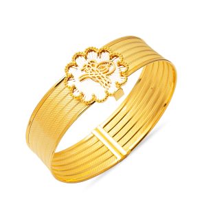 Tughra Plain Woven Gold Cuff Bangle