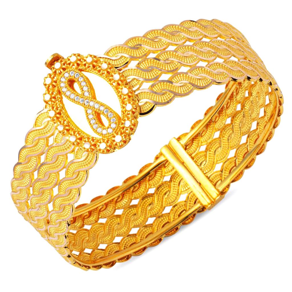 Infinity 14 Karat Gold Cuff Bangle