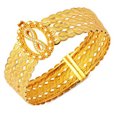 Infinity 14 Karat Gold Cuff Bangle