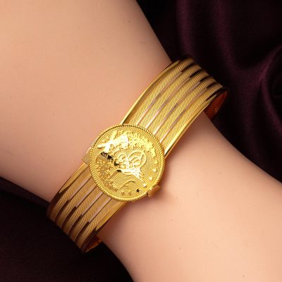 Tuğralı Hasır Kelepçe Altın Bilezik - 14K - 14.06g - EZ Gold