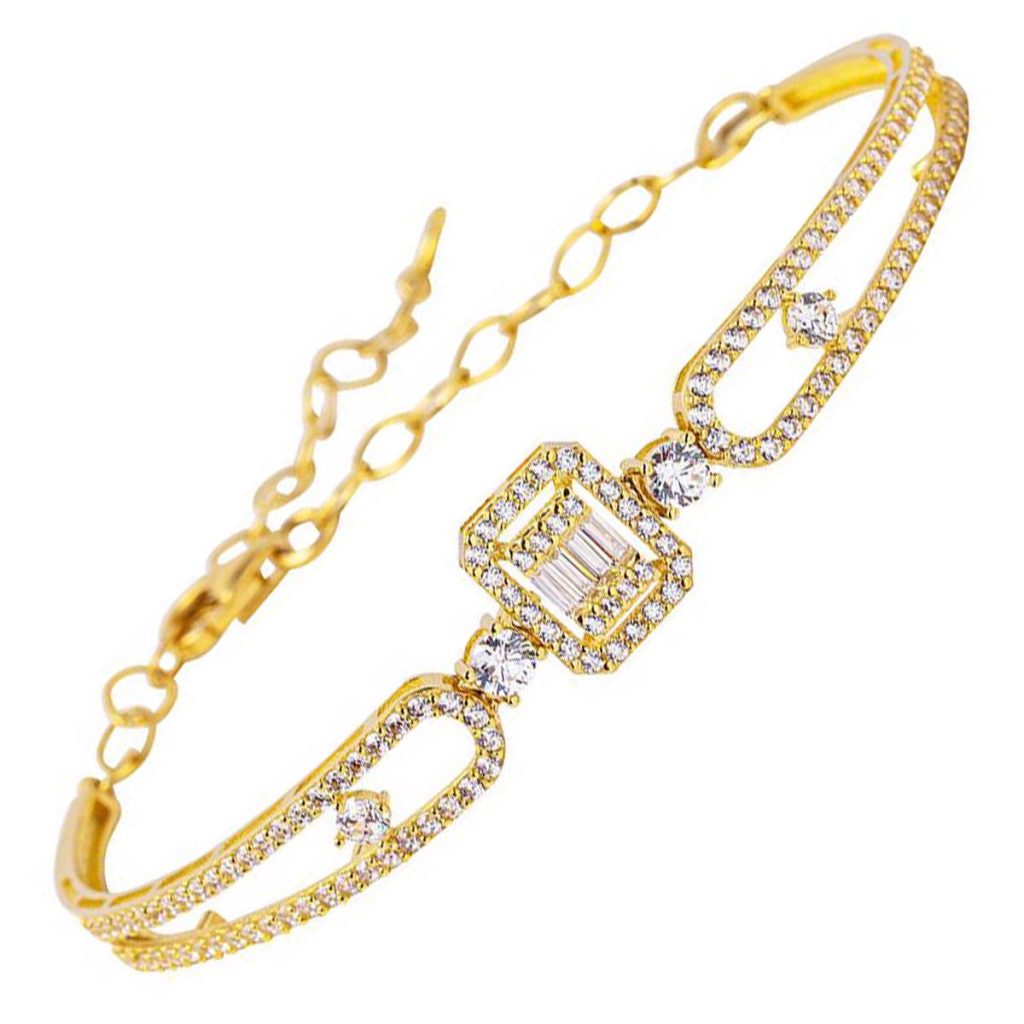 Baguette avec Pierres 14 Carats Or Bracelet