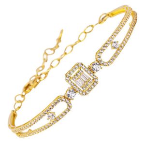 Baguette with Stones 14 Karat Gold Bracelet