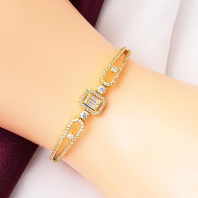 Baguette with Stones 14K Gold Bracelet - 14K - 6.01g - EZ Gold