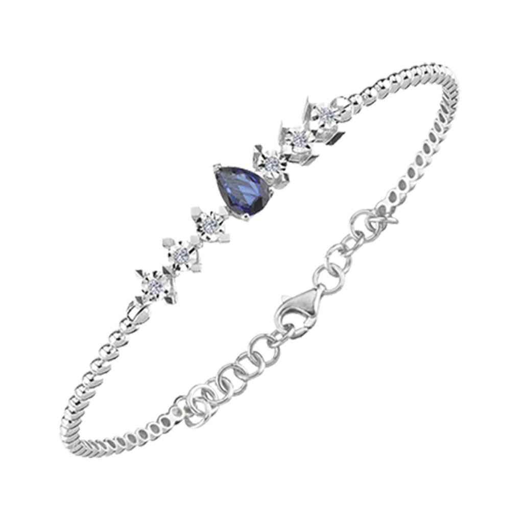 Sapphire with Stones Diamond Gold Bangle