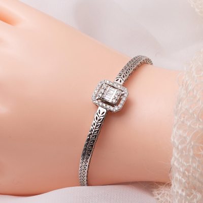 0,63 Karat Baget Pırlanta Bilezik - 14K - 8.43g - EZ Gold