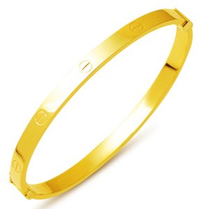 with Screws Cuff Plain Gold Bangle