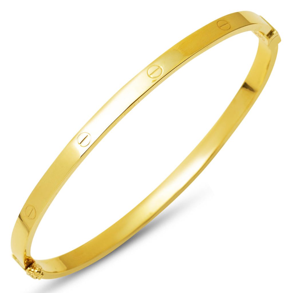 with Screws Plain Cuff Gold Bangle