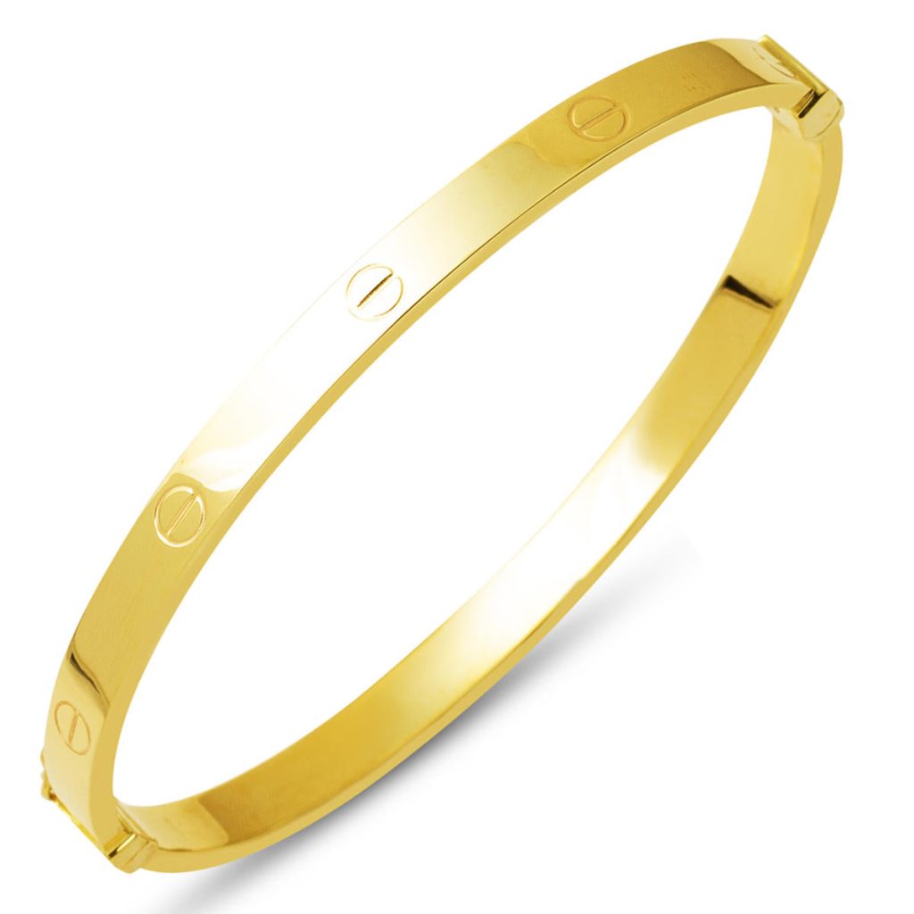 Spiked Plain 14 Karat Gold Cuff Bangle