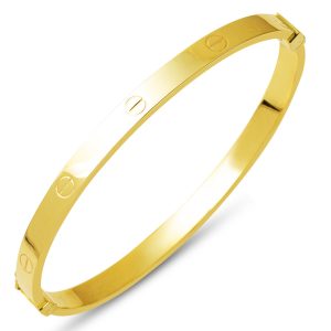 Spiked Plain 14 Karat Gold Cuff Bangle