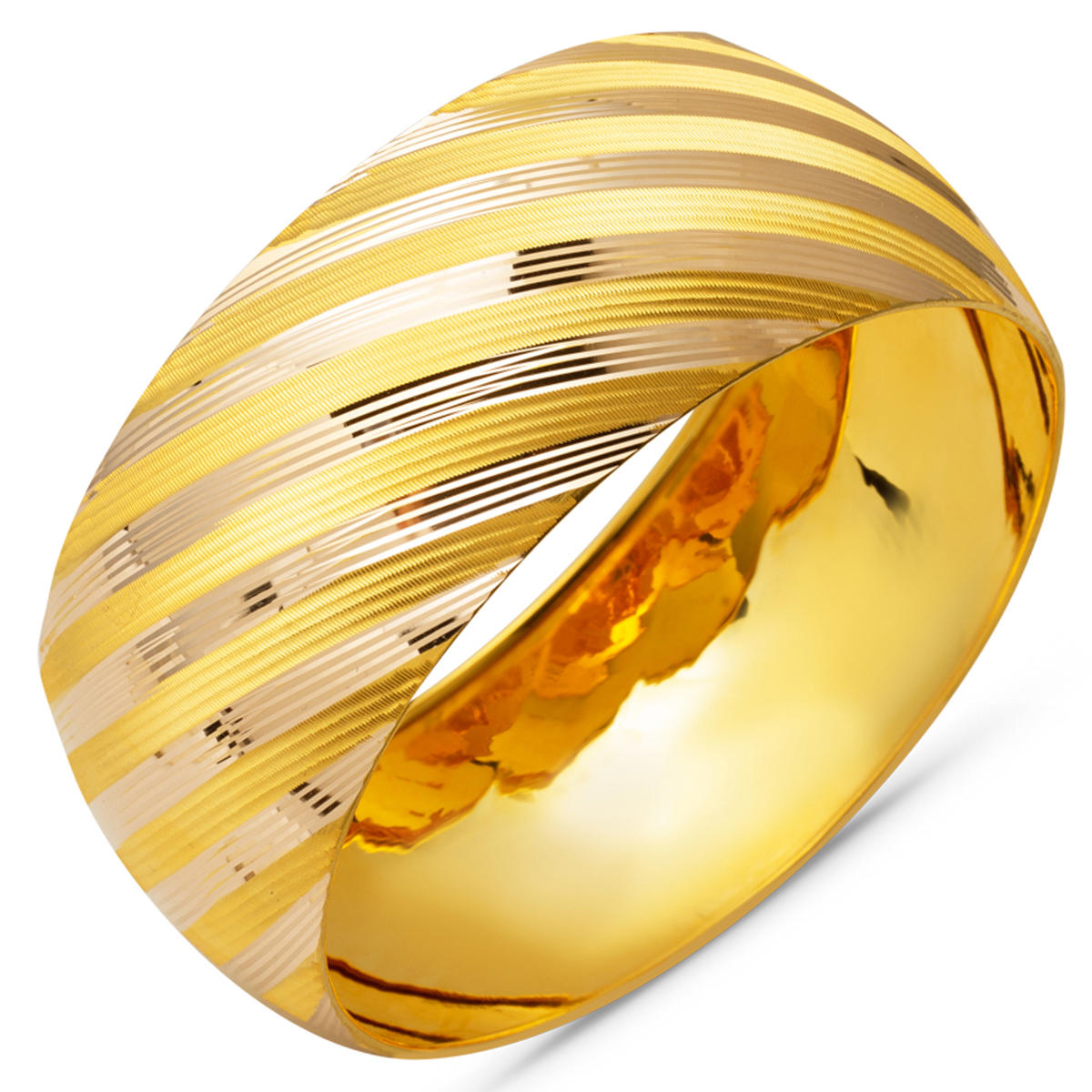 3 Cm. Enli 14 Carats Mega Or Jonc 19 Gr.