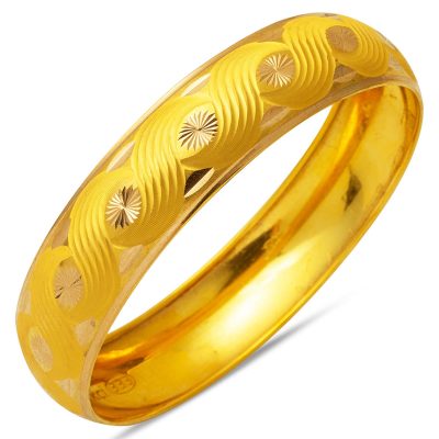 1,5 cm Enli 14 Karat Gold Bangle 9,50 Gr.