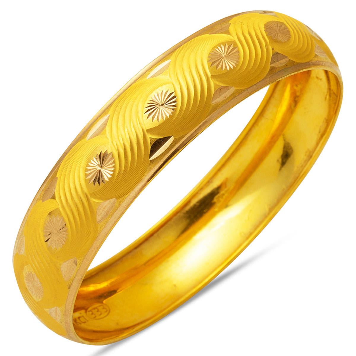 1,5 cm Enli 14 Carats Or Jonc 9,50 Gr.