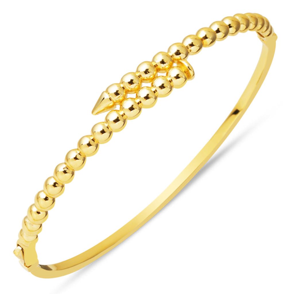 Spiked Spor Model 14 Karat Gold Cuff Bangle