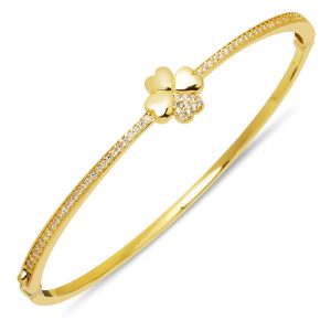 Trèfle 14 Carats Or Manchette Jonc