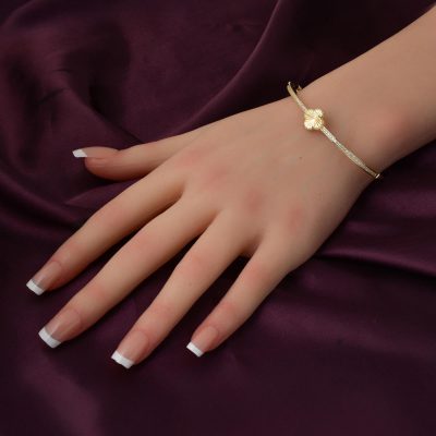 Parıltılı Yonca 14 Ayar Kelepçe Altın Bilezik - 14K - 5.75g - EZ Gold