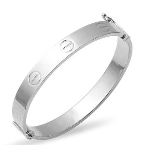 with Screws White Gold Cuff Genç Bileziği