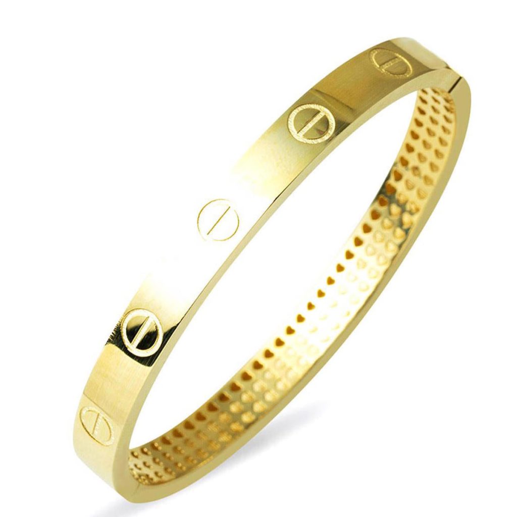 with Screws Plain Cuff Gold Bangle