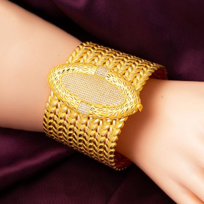 Başak Burmalı Tasarım Altın Kelepçe Bilezik - 14K - 51.92g - EZ Gold