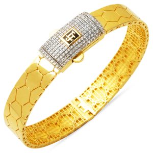 14 Karat with Stones Petek Cuff Gold Bangle