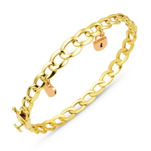 Pandora with Heart Chain 14 Karat Gold Cuff