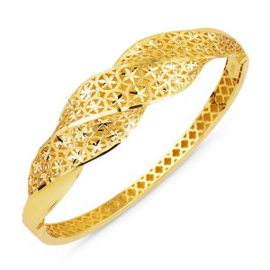 Kalem İşlemeli Twist 14 Karat Bangle Gold