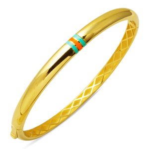 Enamel 14 Karat Gündelik Cuff Gold Bangle