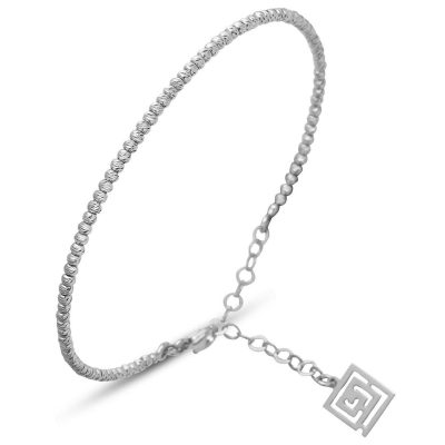 14K Doric Beaded White Gold Cuff Bracelet
