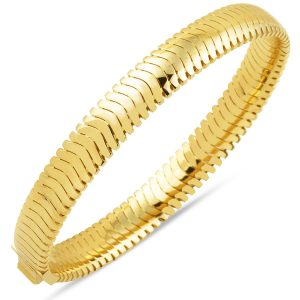 Balık Sırtı 14 Karat Gold Cuff Bangle