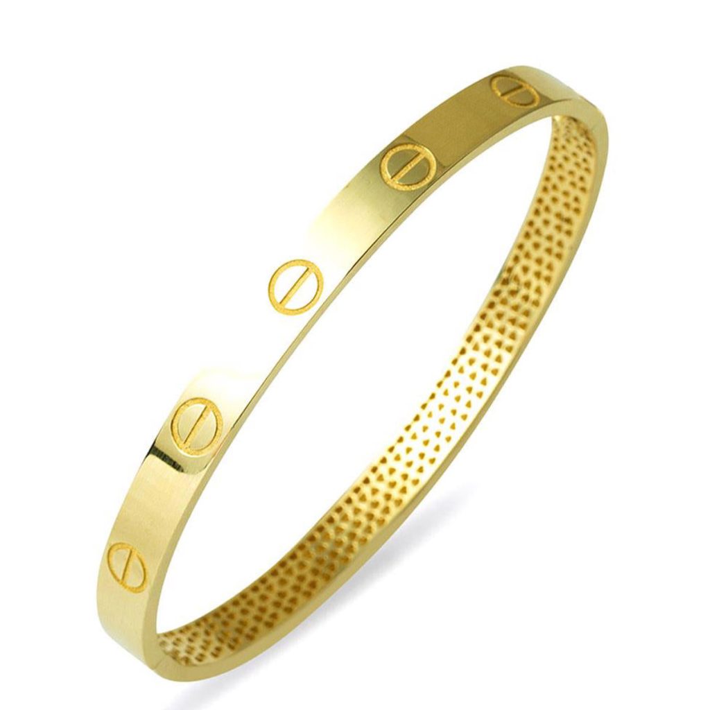 with Screws Plain Cuff Gold Bangle