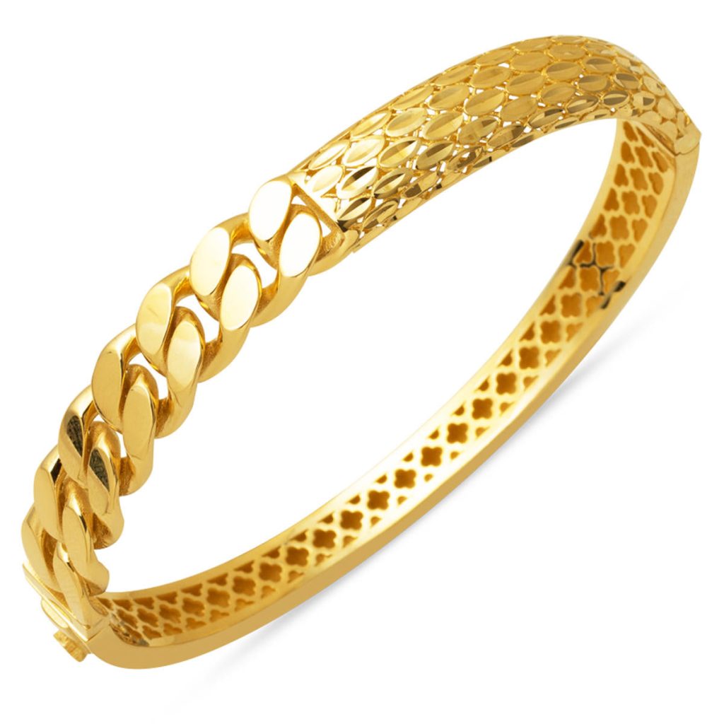Moderne à Design 14 Carats Or Kilitli Jonc