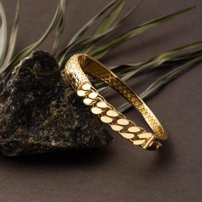 Modern Tasarımlı 14 Ayar Altın Kilitli Bilezik - 14K - 14.22g - EZ Gold