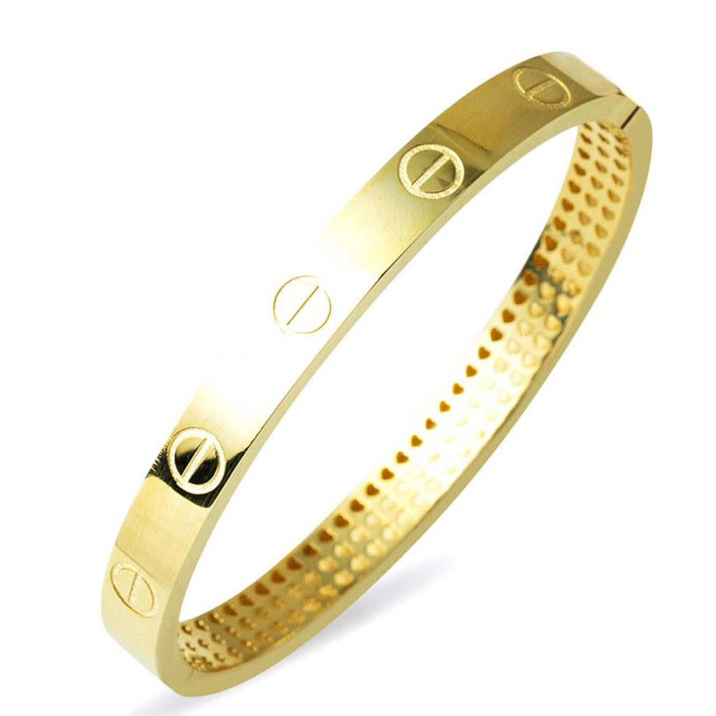 with Screws Plain Gold Cuff Bangle