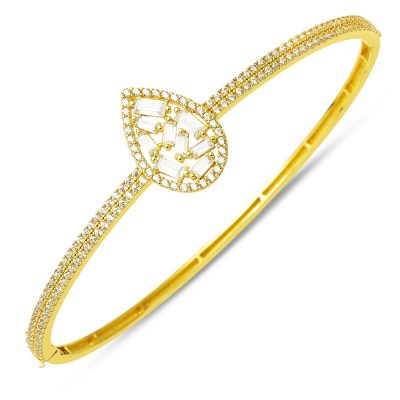 Baguette 14 Carats Or Manchette Goutte Bracelet