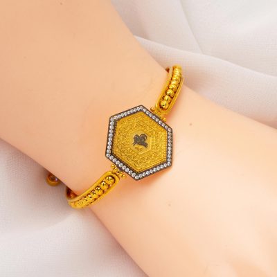 Köşeli Tuğralı Pandora Altın Bilezik - 14K - 9.42g - EZ Gold