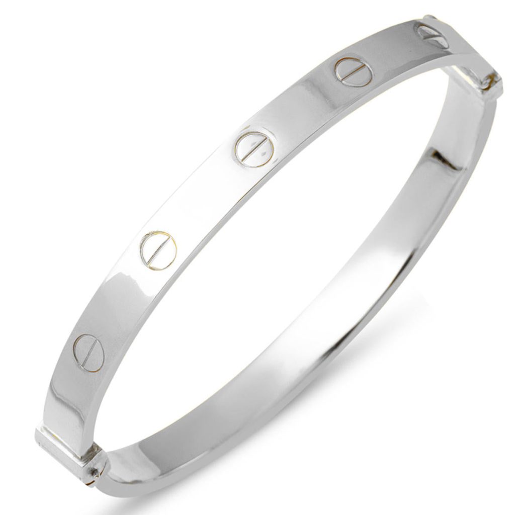 Blanc 14 Carats Or à Vis Manchette Jonc