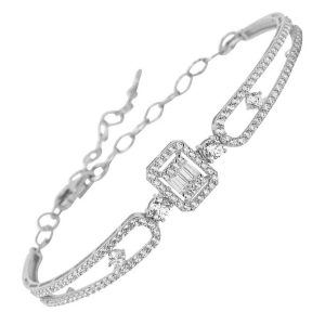 Baguette 14 Karat White Gold Bangle
