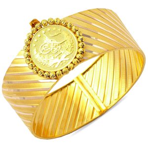 Tughra Woven Cuff Gold Bangle