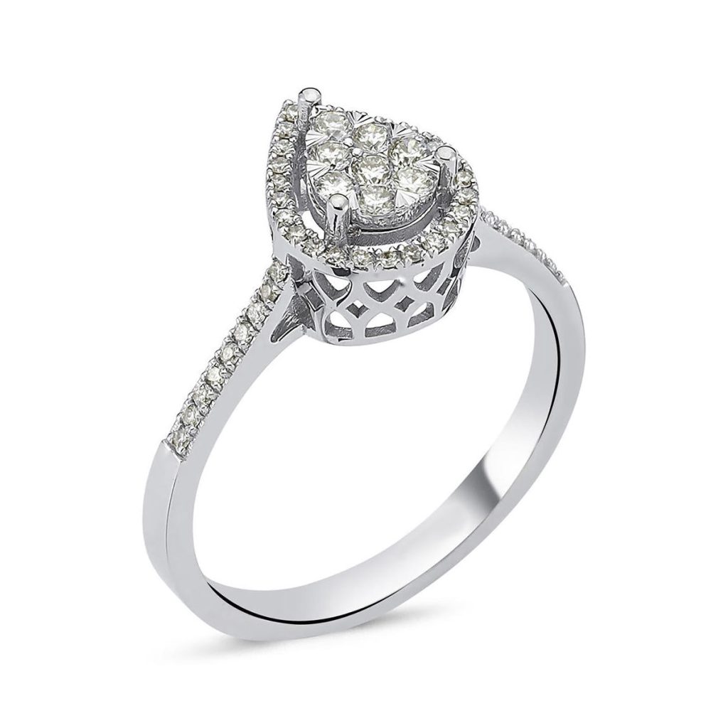 0,28 Carat Drop Diamond Ring