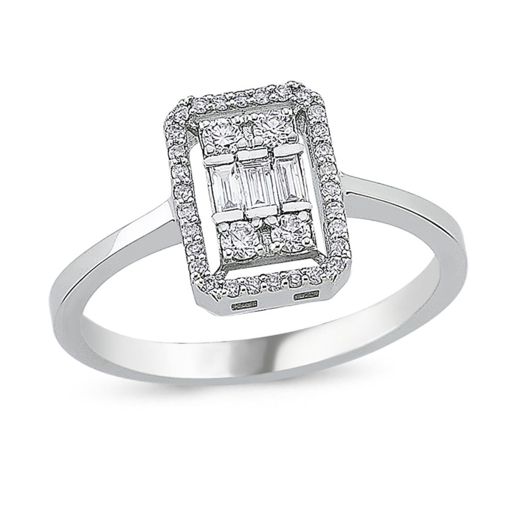 0,28 Carat Baguette Diamant Bague