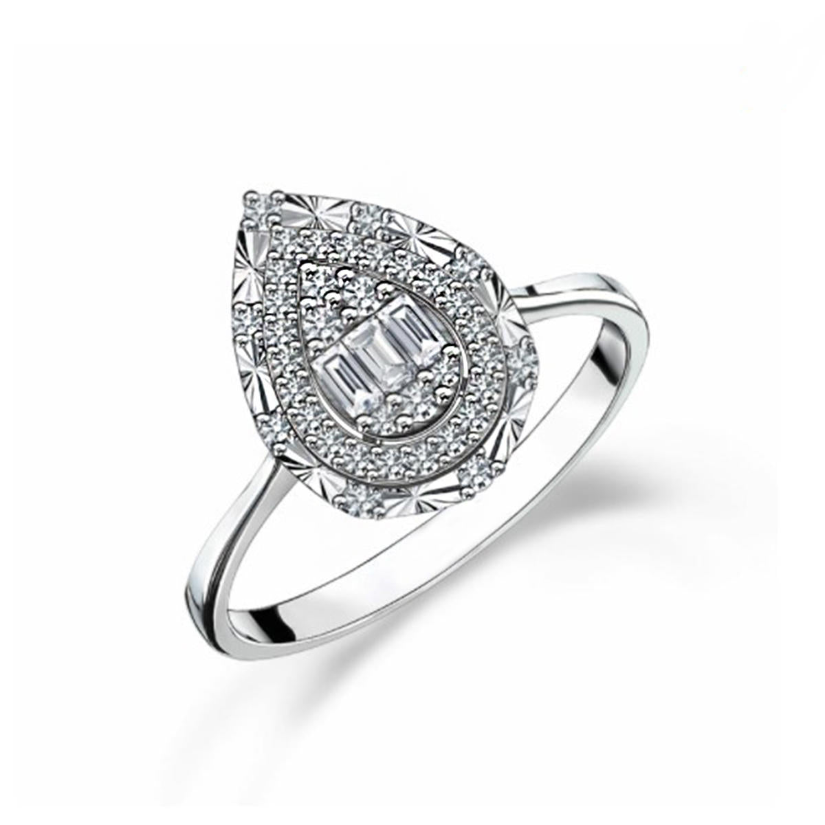 0,23 Carat Baguette Diamond Ring